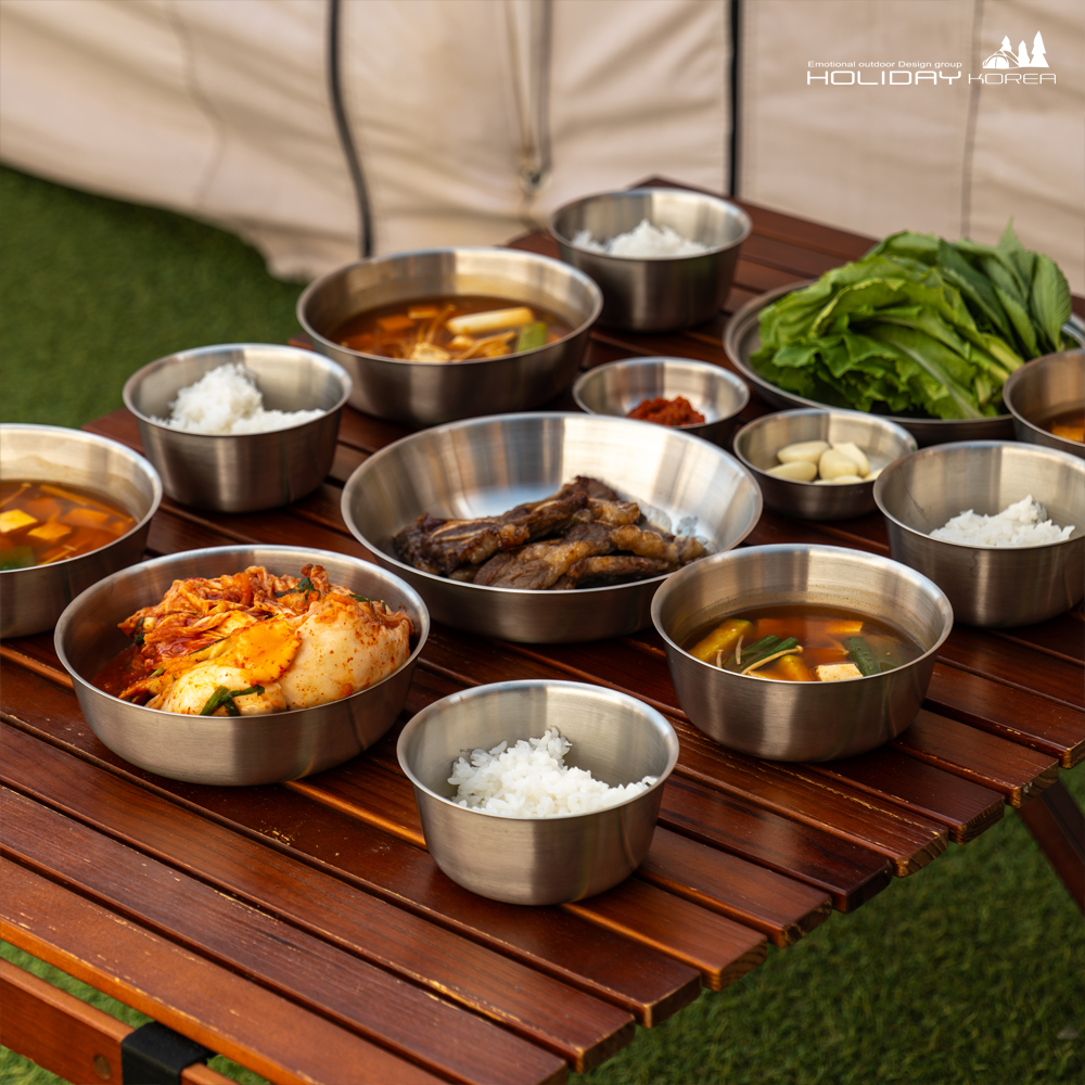 홀리데이 캠핑그릇 캠핑 스텐 304 식기 세트 18P