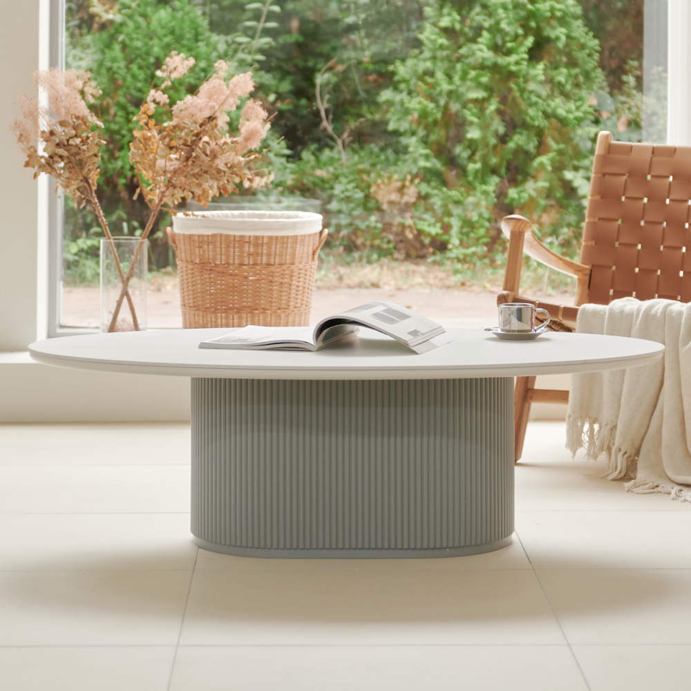 블랑드 밀크 세라믹 템바보드 거실 쇼파 테이블 보드형 1200, 화이트