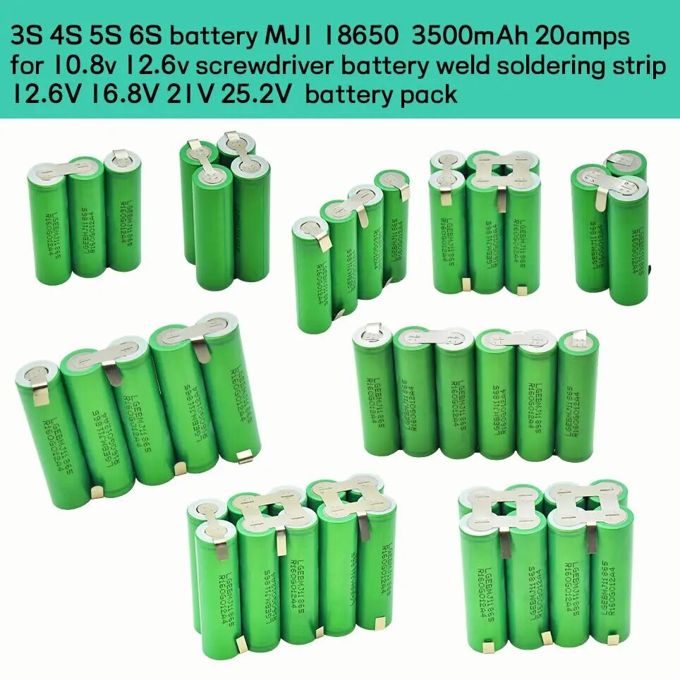 MJ1 배터리 팩 18650 3500 MAh 18V 스크루드라이버 배터리용 2s1p 1s3p 3s2p 4s2p 5s2p 8.4V 3.7V 10.8V 16.8V