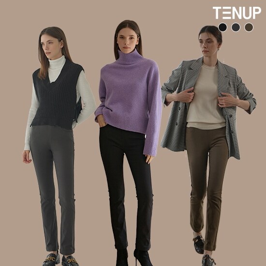 TNEUP(텐업) 여성 소프트 기모 찰떡 스판 팬츠 3종 - 상품 이미지