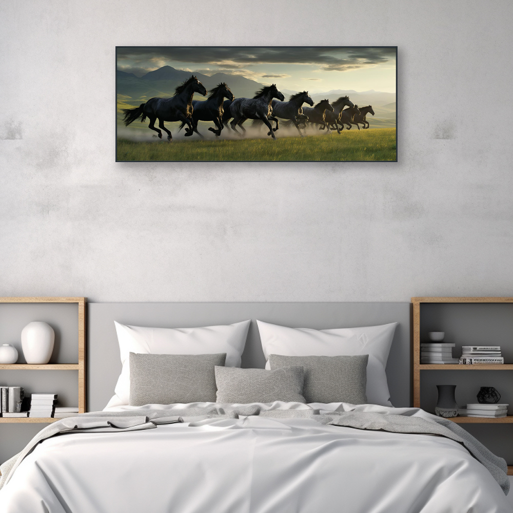 초원 팔마도 150x60cm 무광오크 알루미늄 액자 말그림 사업운 팔마도 풍수 인테리어