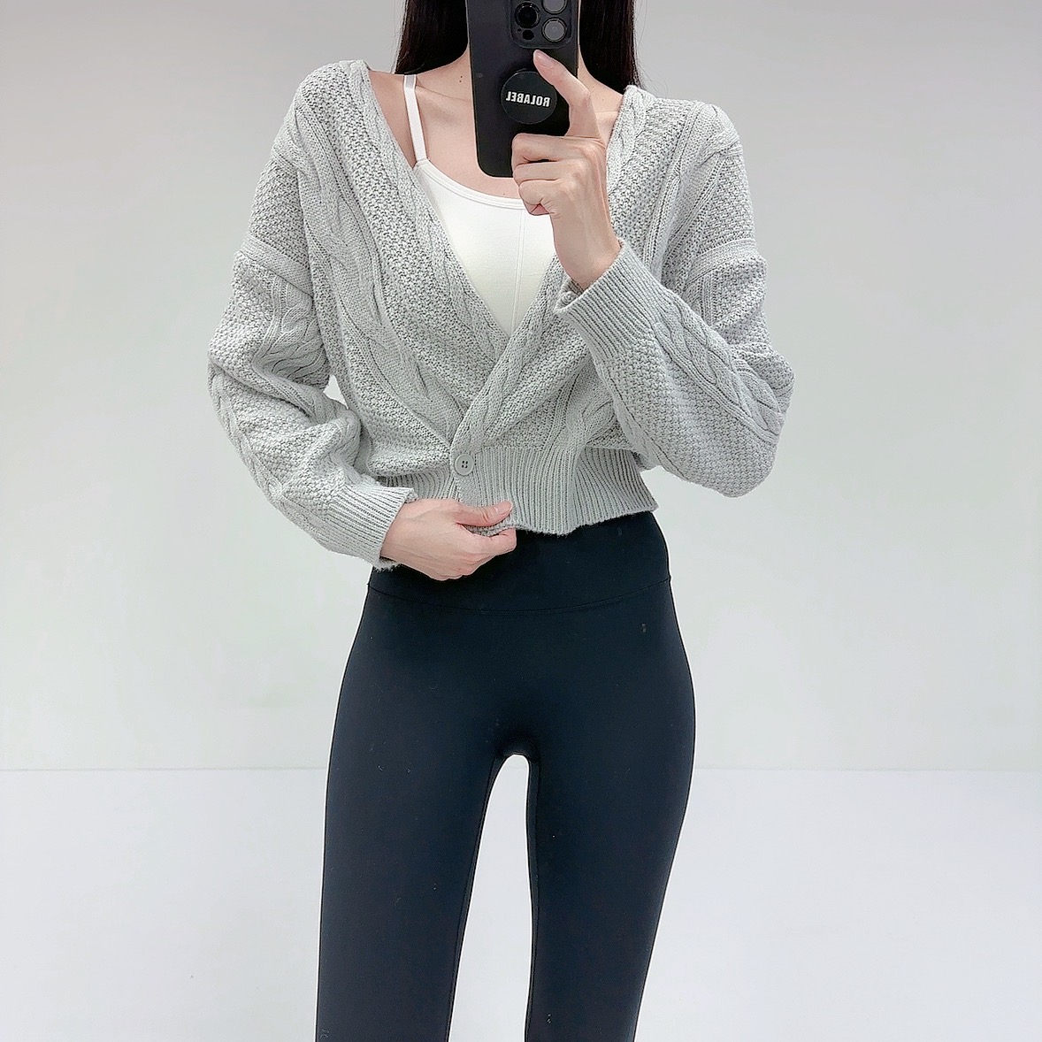 로라벨 엘버 필라테스복 여성 요가복 필라테스 요가 상의 옷 커버업 운동복 긴팔 랩 가디건 - 상세 이미지 3