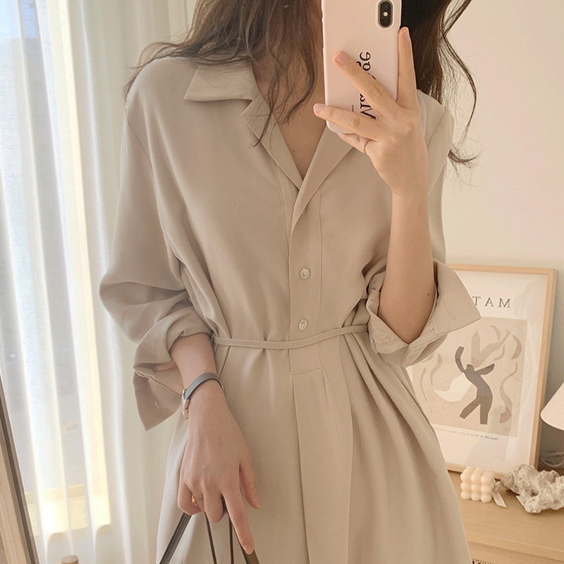 카라원피스 셔츠 가을 트렌치 봄 간절기 롱원피스 이미지 2