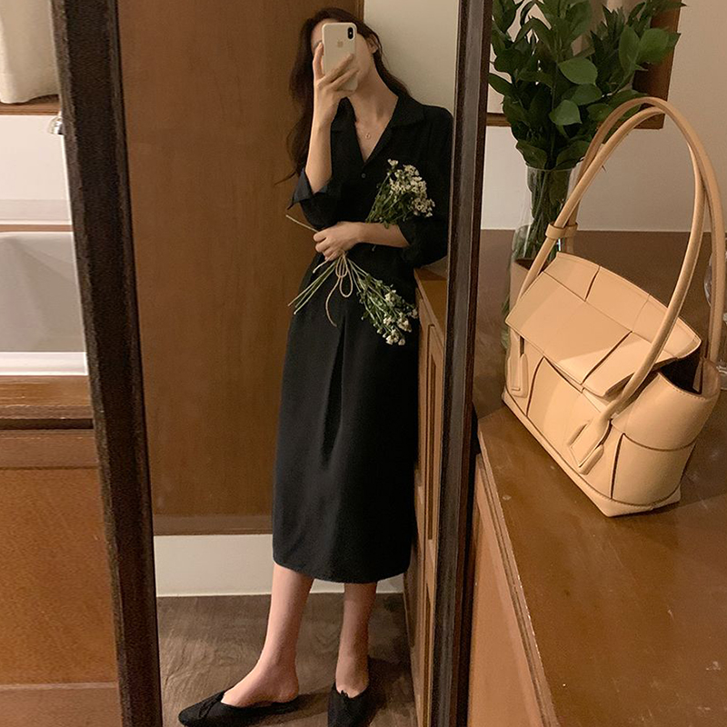 카라원피스 셔츠 가을 트렌치 봄 간절기 롱원피스 - 상세 이미지 5