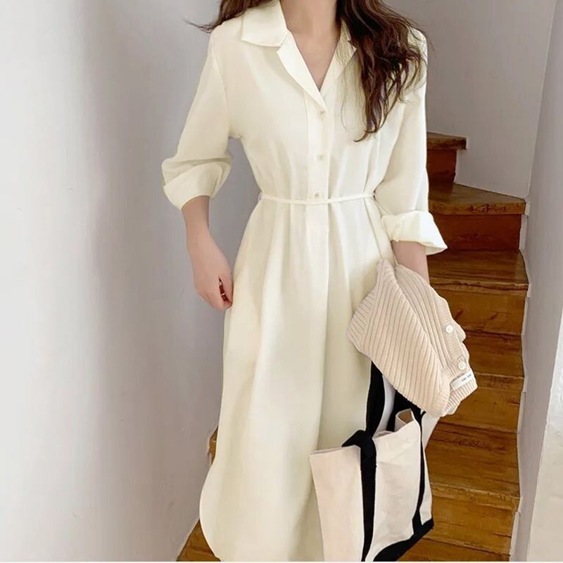 카라원피스 셔츠 가을 트렌치 봄 간절기 롱원피스 이미지 4