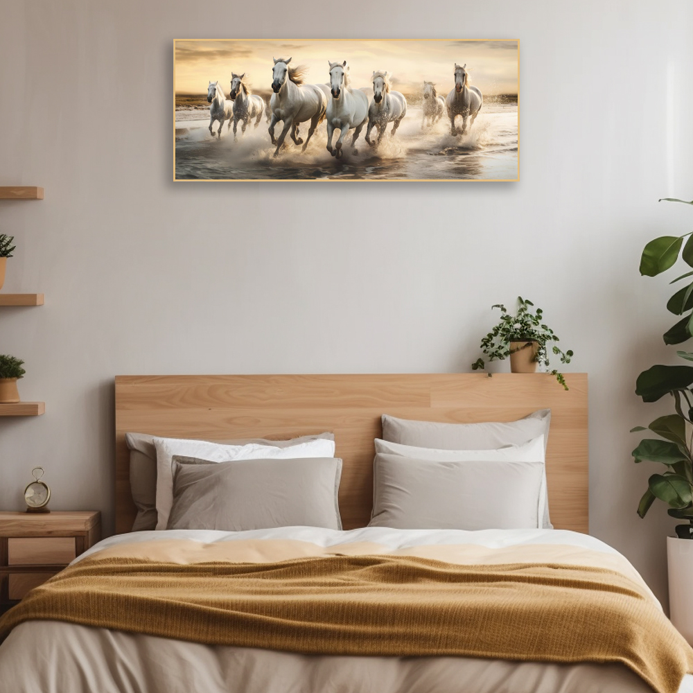 초원 팔마도 150x60cm 무광오크 알루미늄 액자 말그림 사업운 팔마도 풍수 인테리어