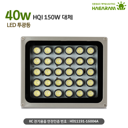 [해아람 HRT-40] 렌즈형 사각 LED 투광등 40W AC 방수 IP67 투광기 - 상세 이미지 2