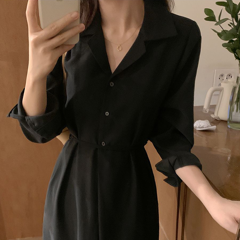 카라원피스 셔츠 가을 트렌치 봄 간절기 롱원피스 제품 이미지