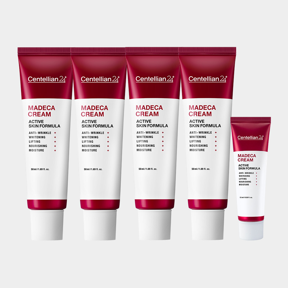 동국제약 센텔리안24 마데카크림 액티브 스킨 포뮬러 50ml x 4개 + 15ml x 1개/ 병풀크림 시카 테카(TECA) 주름개선 수분 보습 기미완화 안티에이징 탄력에 도움 제품 이미지