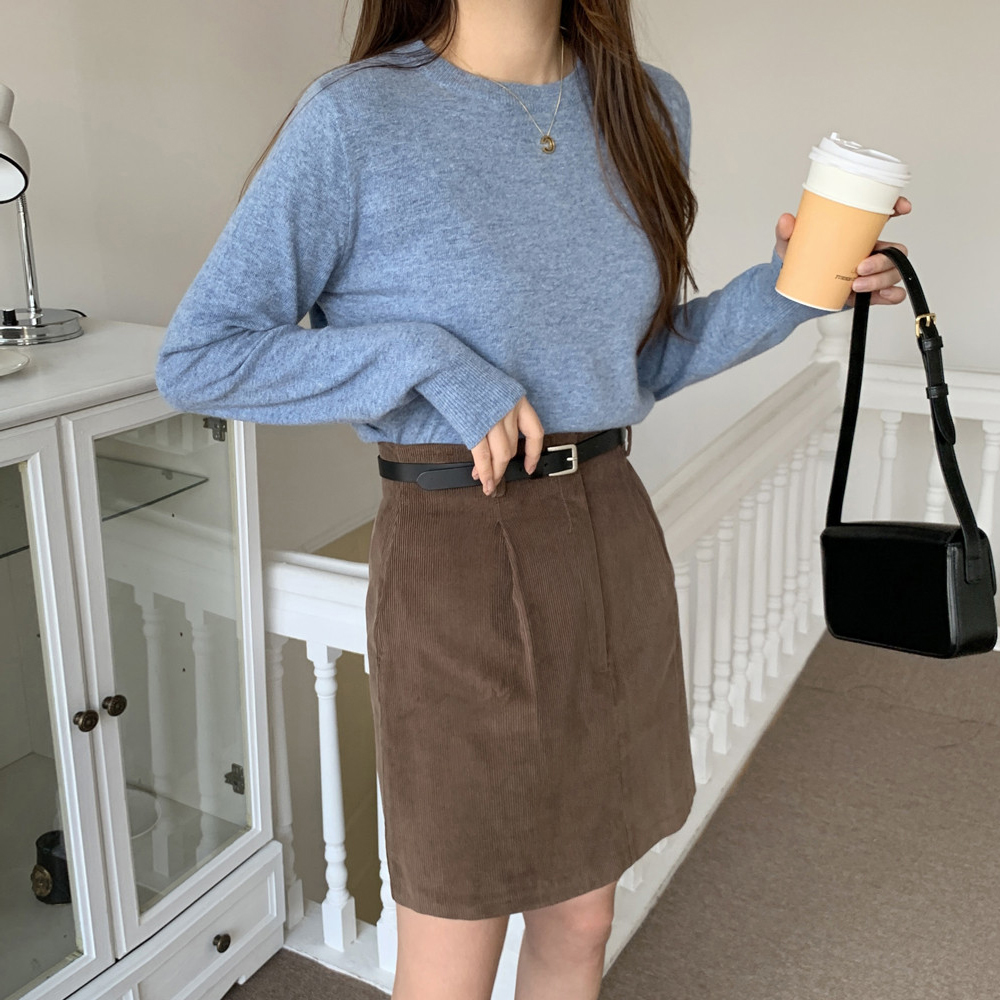 루즈핏 보카시 울 캐시미어니트 가을 겨울 니트 라운드 여성니트티 하늘색 핑크 베이지