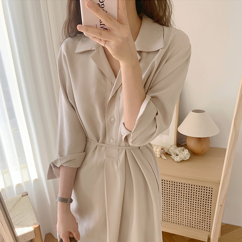 카라원피스 셔츠 가을 트렌치 봄 간절기 롱원피스 - 상세 이미지 4