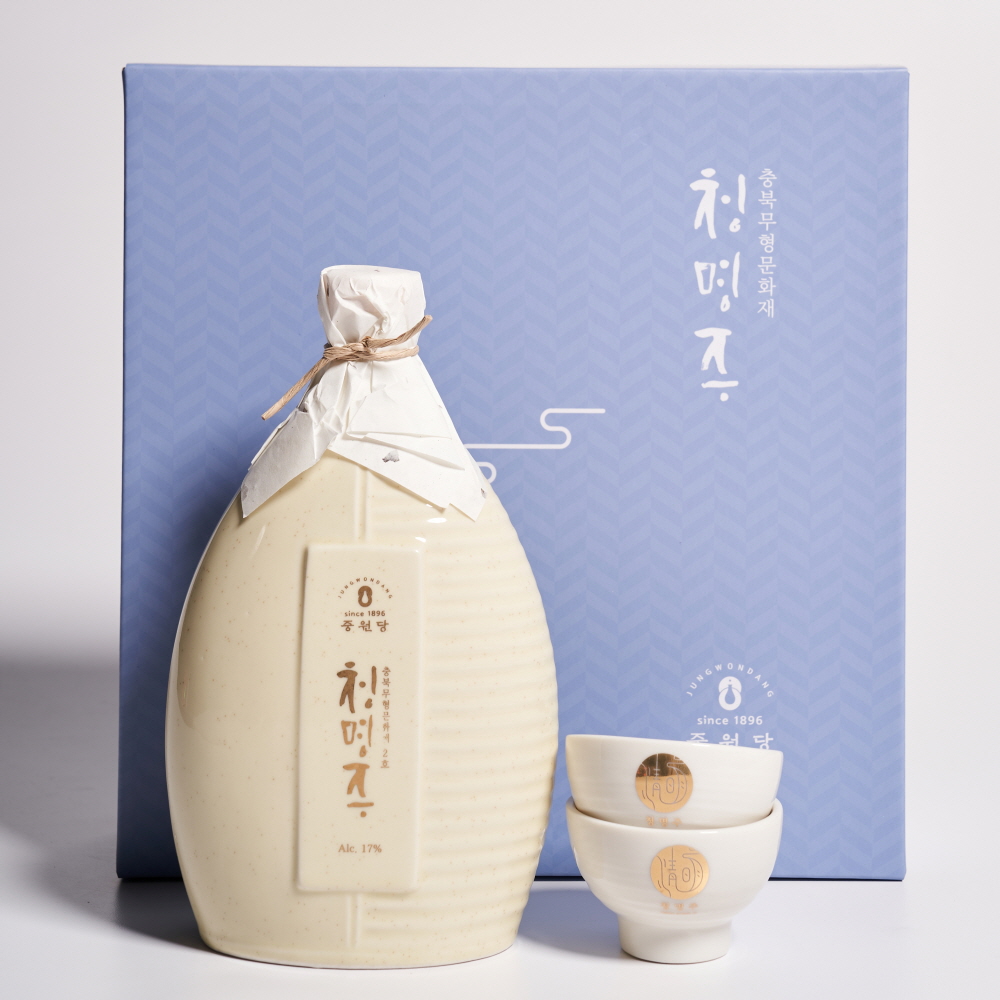 청명주 백도자기 선물세트 17도 500ml 중원당 약주 무형문화재 우리술품평회 대통령상 전통주선물 - 메인 이미지