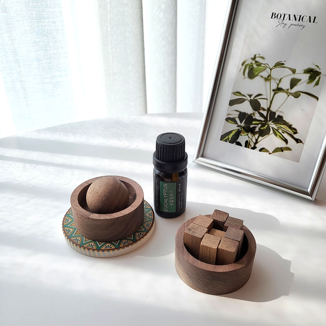 레노포프 우드디퓨저 아로마 오일 확산우드 월넛 호두나무 원목 실내 발향기 방향제 확산목 제품 이미지