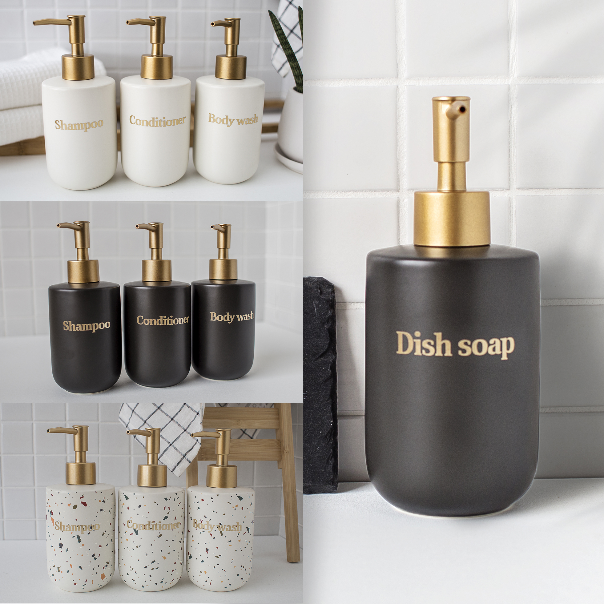 홈스토킹 호텔 도자기 욕실 디스펜서 400ml 호텔 세라믹 거품용기 - 상세 이미지 3