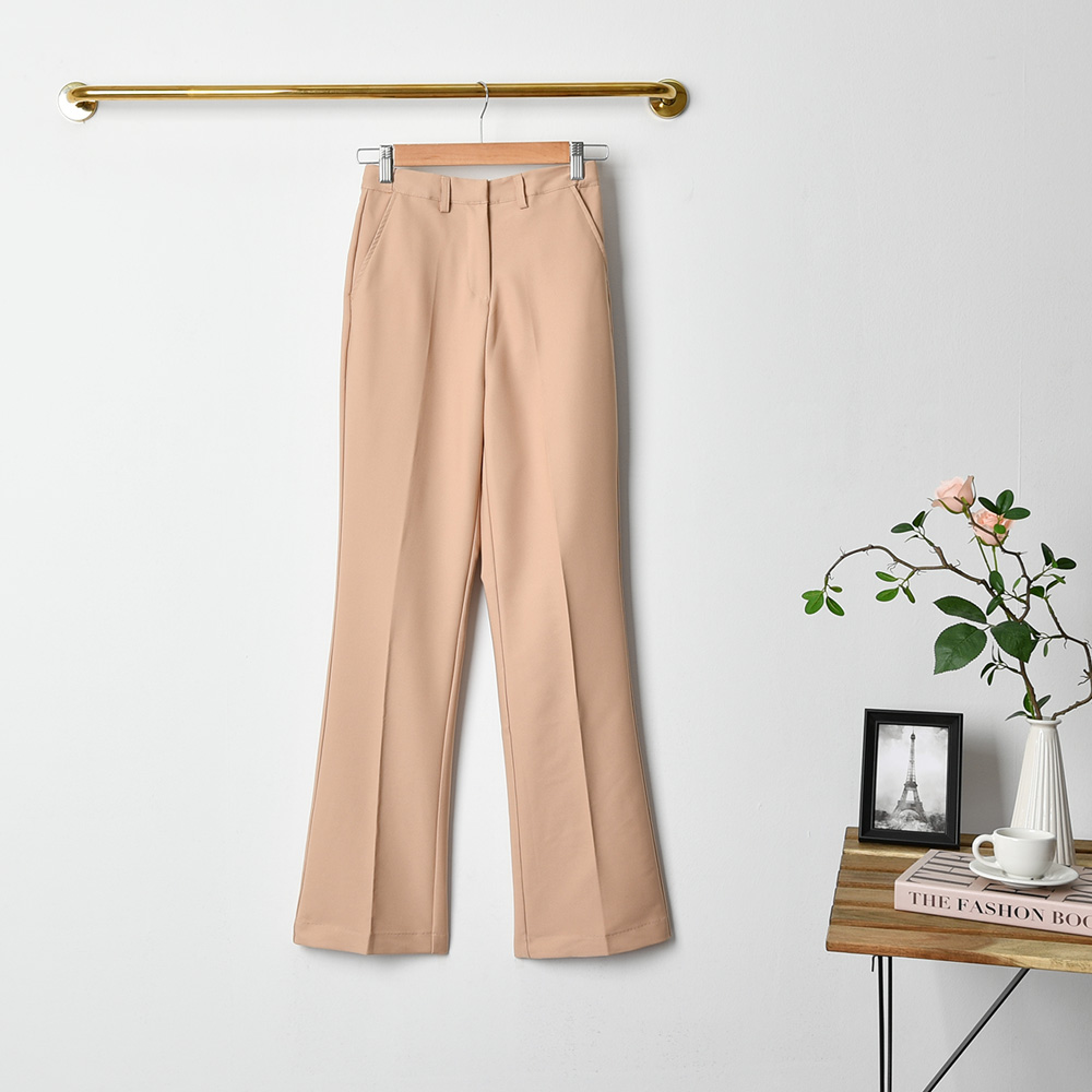 1+1 여성 부츠컷 슬랙스 하이웨스트 허리 옆밴드 스판 정장바지 - 상세 이미지 2