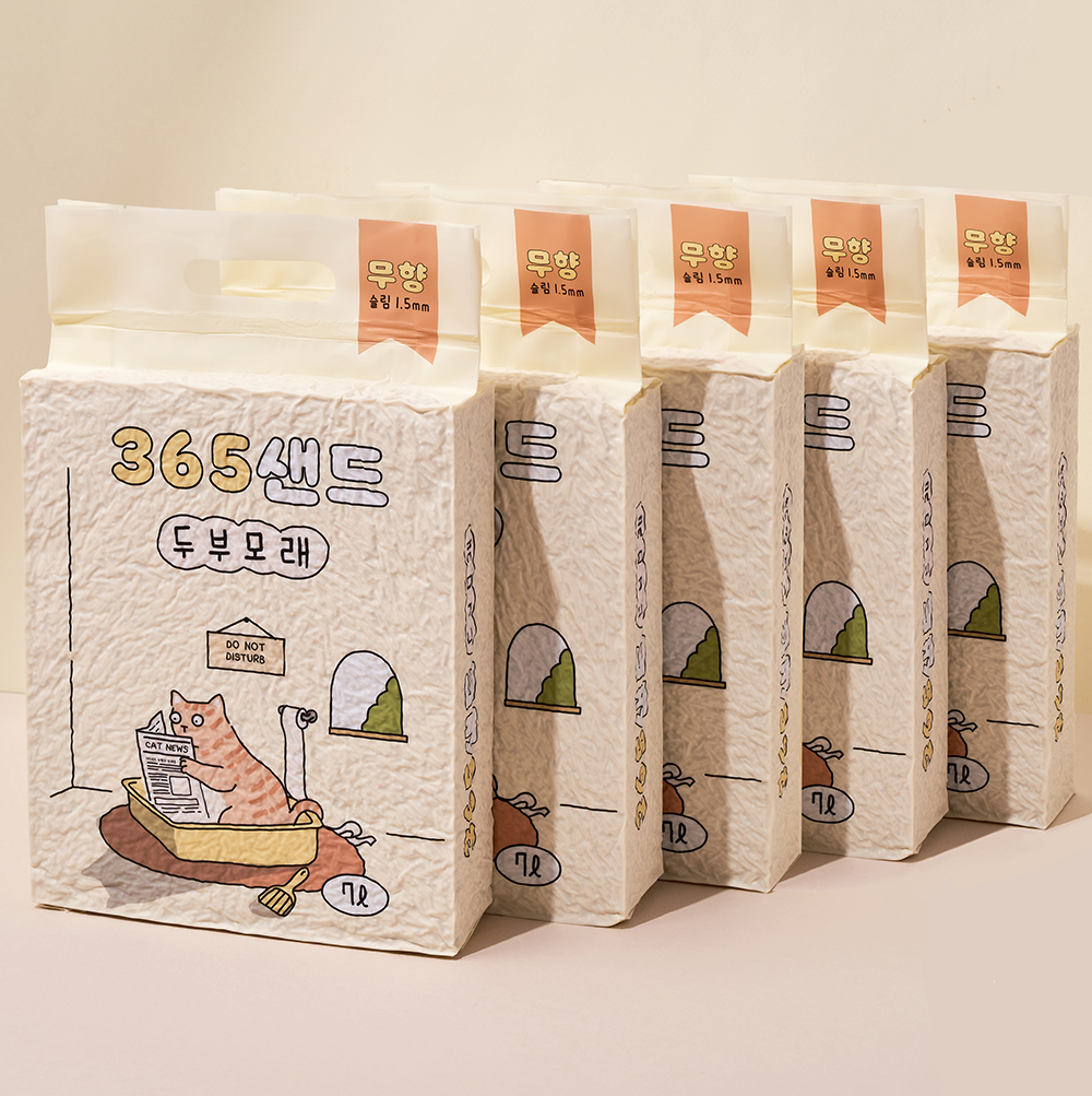 3651 365샌드 두부모래 슬림입자 1.5mm 7L X 5개입 (1박스)