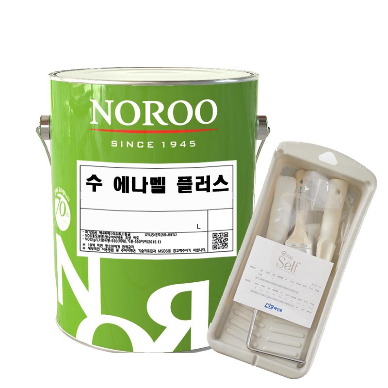 노루 수 에나멜 플러스 유성 에나멜 페인트 간단세트 1L 무광 검정색 - 상품 이미지
