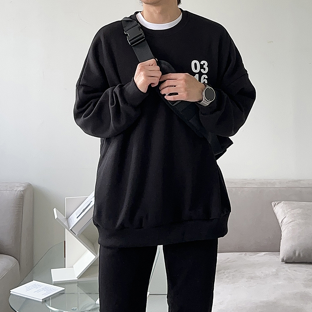 남자기모맨투맨 남성긴팔티 오버핏 나염 맨투맨 이미지 2