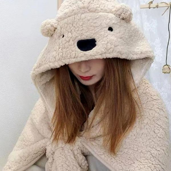 망토 담요 후드형 입는 이불 귀여운 집순이 학교 어린이 단체선물 - 상세 이미지 4