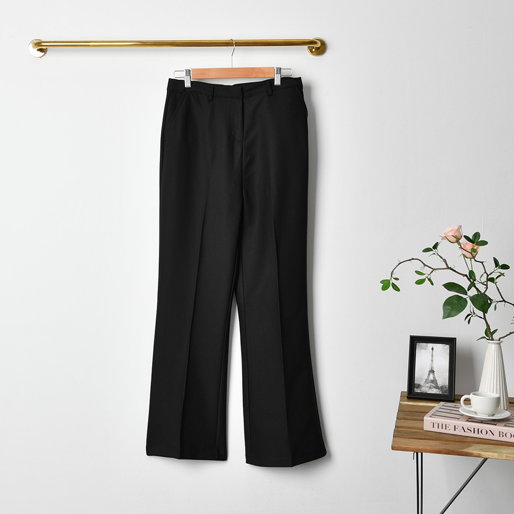 1+1 여성 부츠컷 슬랙스 하이웨스트 허리 옆밴드 스판 정장바지 - 상세 이미지 3