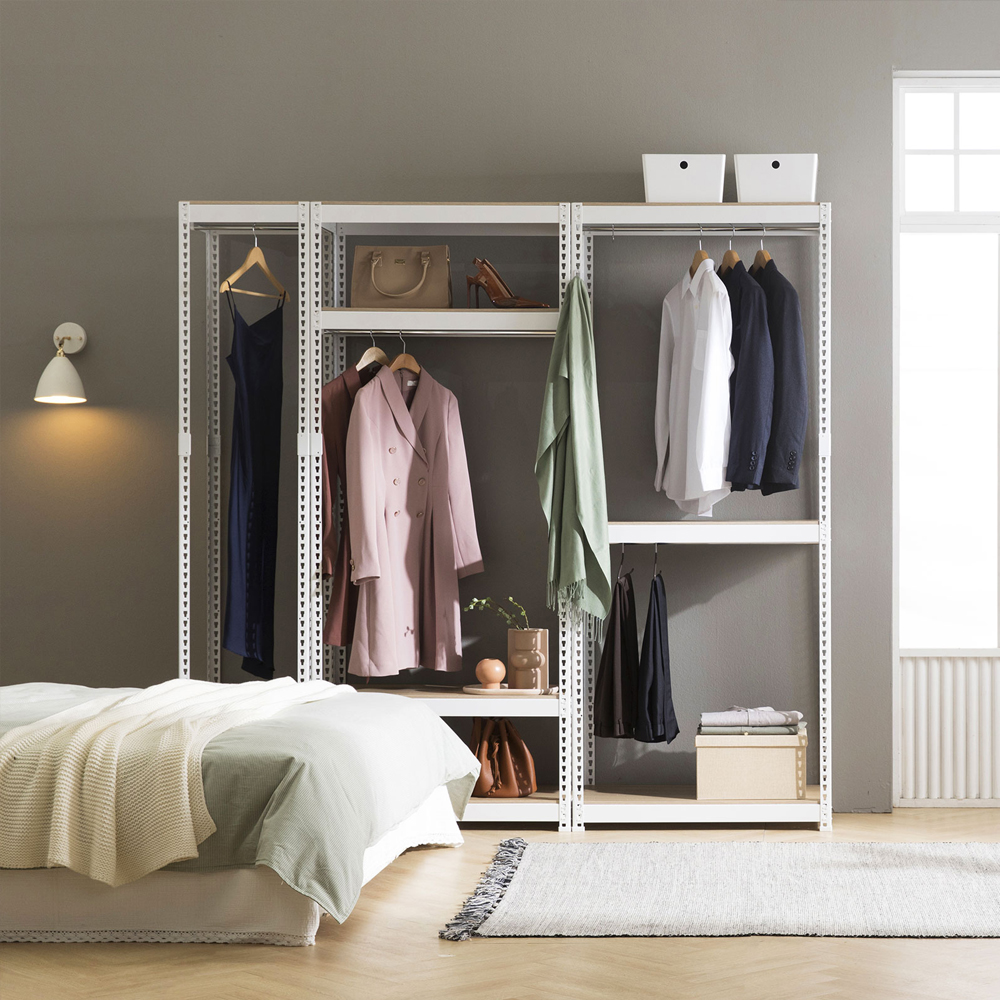 시스템행거 드레스룸 조립식 행거 스탠드 무볼트 스피드랙 400x400x900 2단 1행거