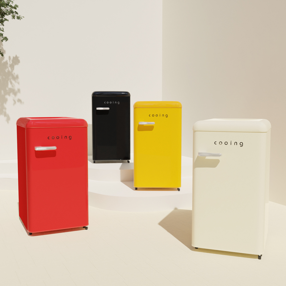 쿠잉 레트로 미니냉장고 REF-S92 소형 원룸 사무실 작은 슬림 가정용 옐로우