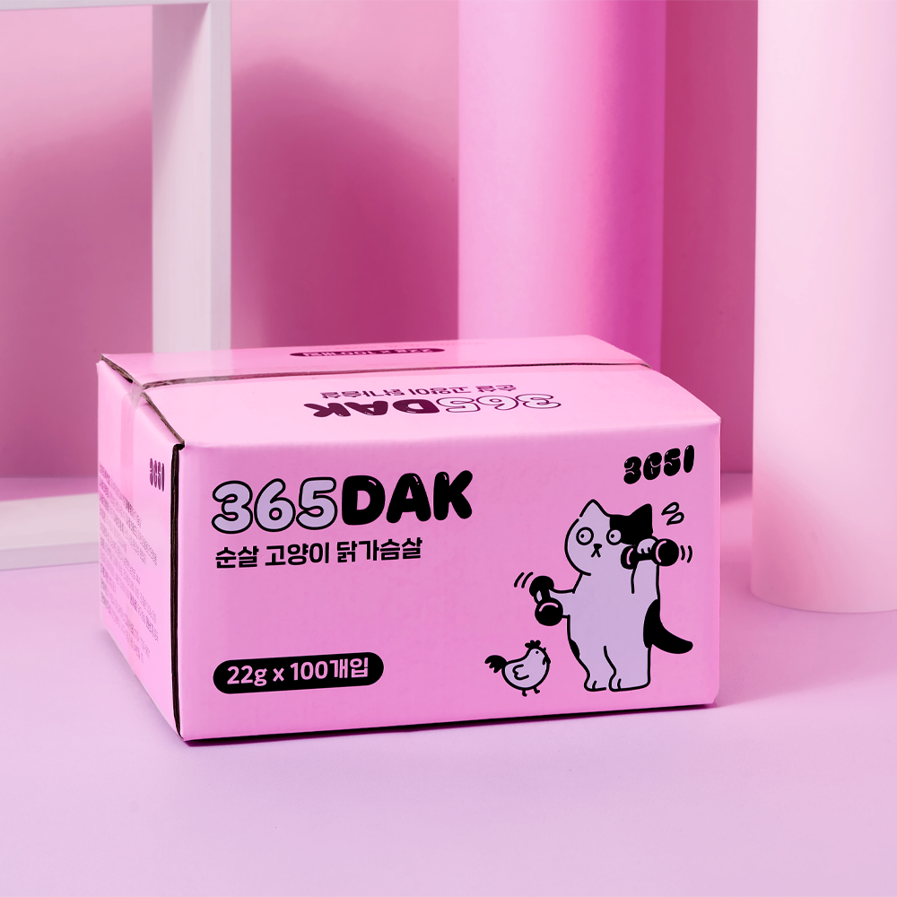 3651 365닭 부드러운 고양이 닭가슴살 간식 순살, 22g, 100개