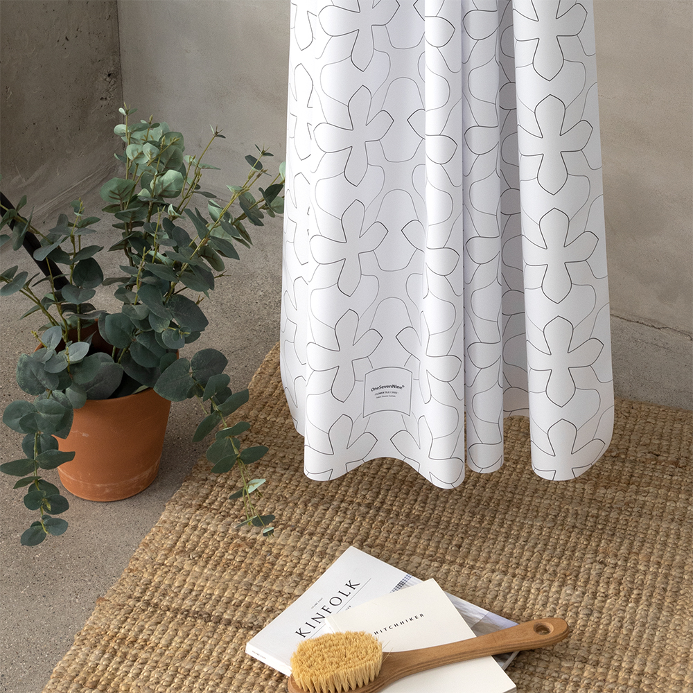 원세븐나인 레트로 미니멀 패브릭 샤워커튼 호텔 욕실 북유럽 방수 화장실 욕조 부스