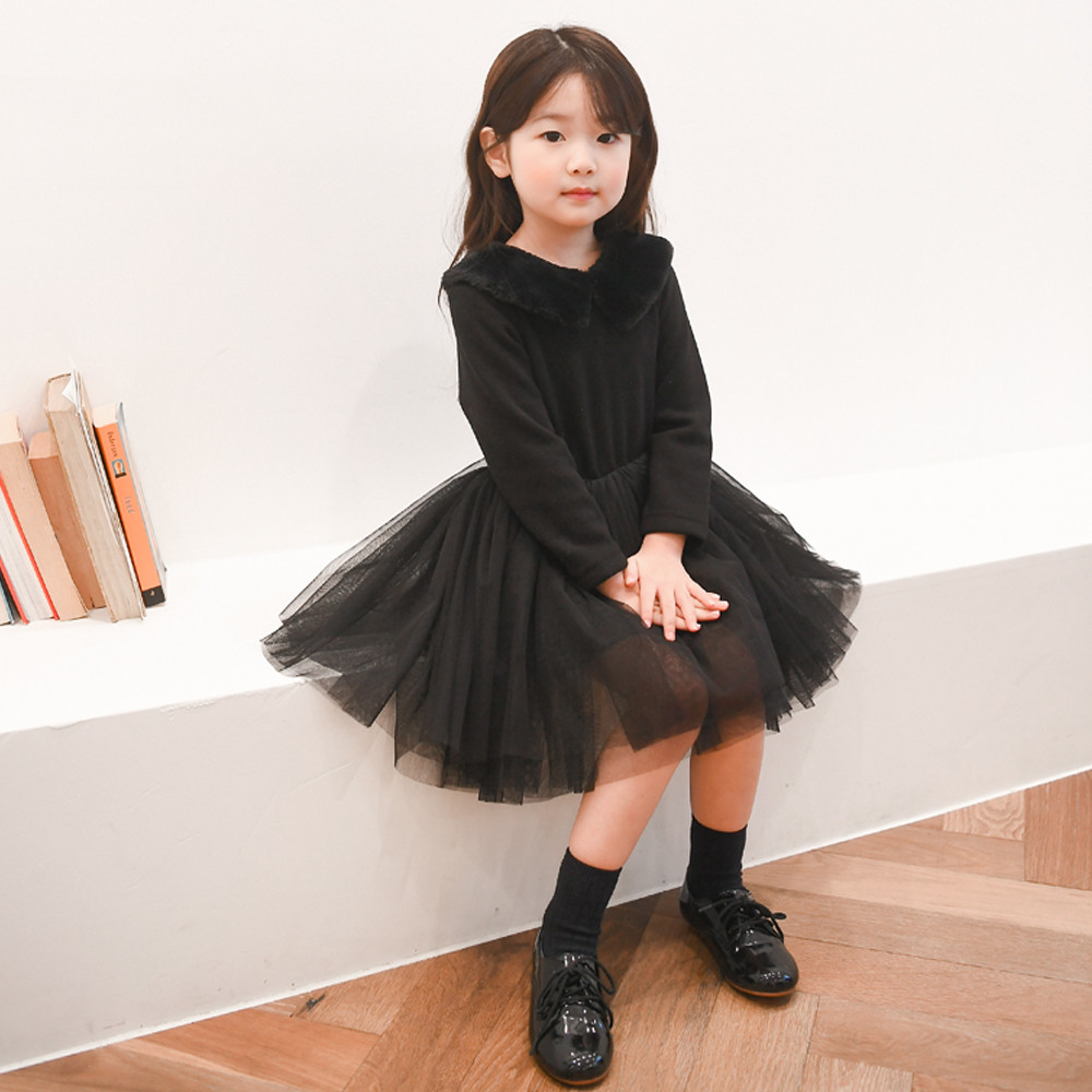밤 튜튜 샤 원피스 밍크 속 기모 여아 유아 아동 핑크 블랙 겨울 공주 발레 이미지 8