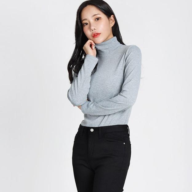 얇은 기본 여성 겨울 폴라 티 셔츠 겨울 목 티 이미지