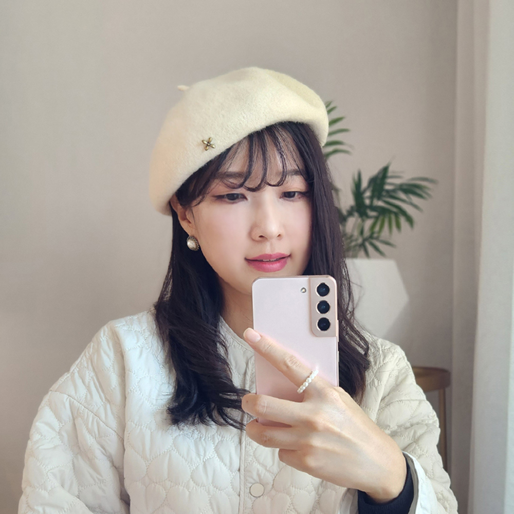 여자 겨울 베레모 울 100% 여성 화가모자 빵모자 - 상세 이미지 3
