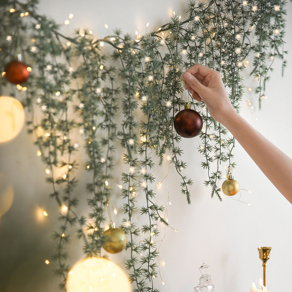 커튼 실버 리모컨 크리스마스 트리 조명 장식 지네 전구 웜화이트 250구 어댑터포함