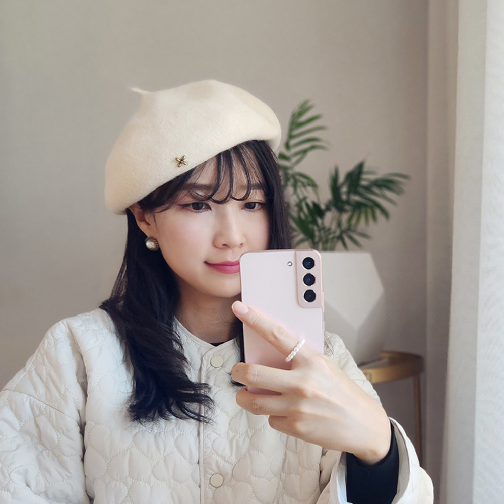 여자 겨울 베레모 울 100% 여성 화가모자 빵모자 - 상세 이미지 2