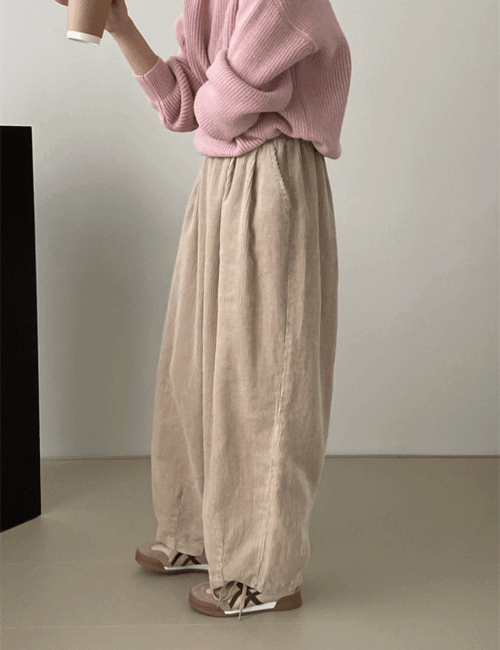 조은 골덴 와이드배기핏 밴딩바지(기모안감 선택가능) - 상품 이미지