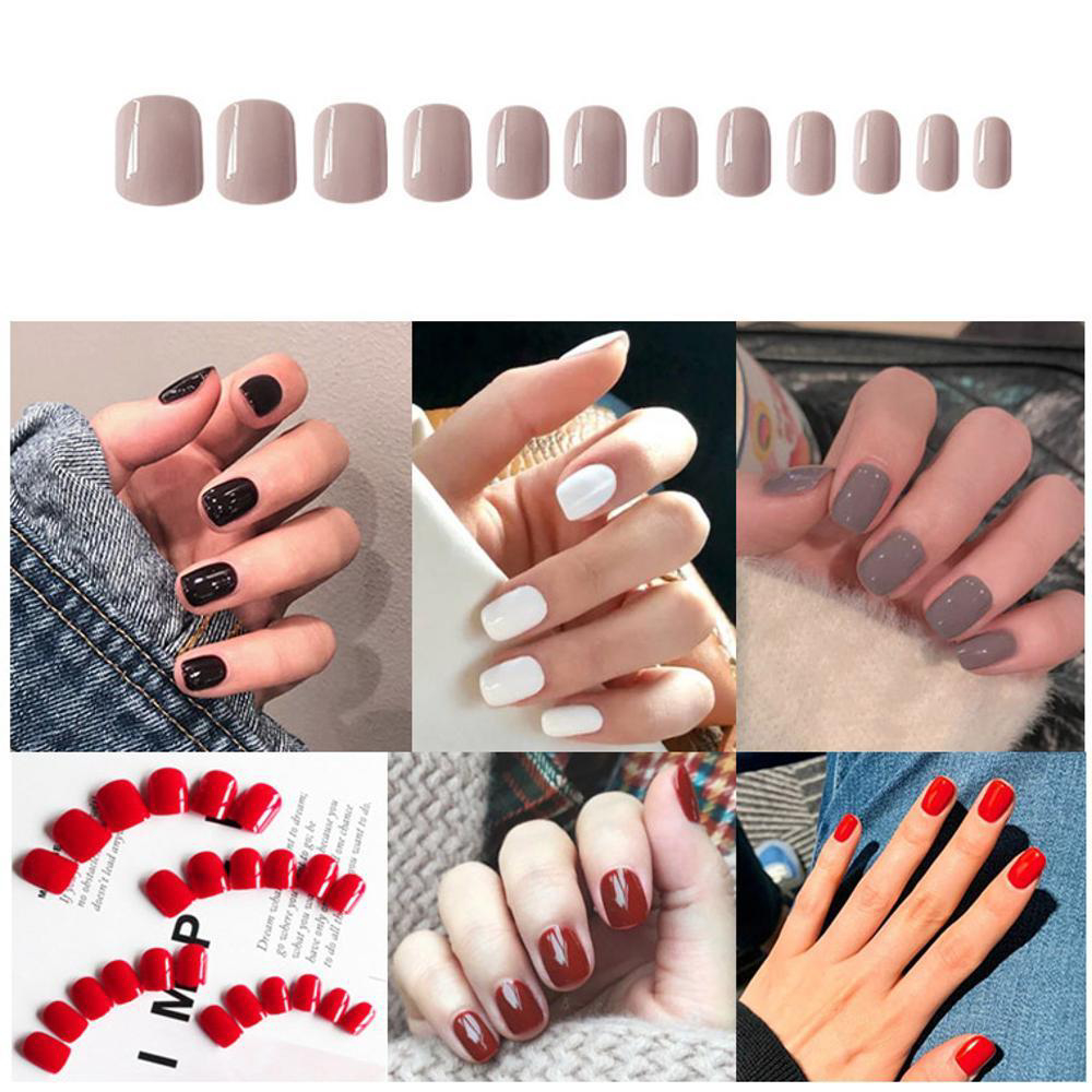 네일팁 손톱 붙이기 인조손톱 스퀘어 숏팁 28pcs : 콜드바틀