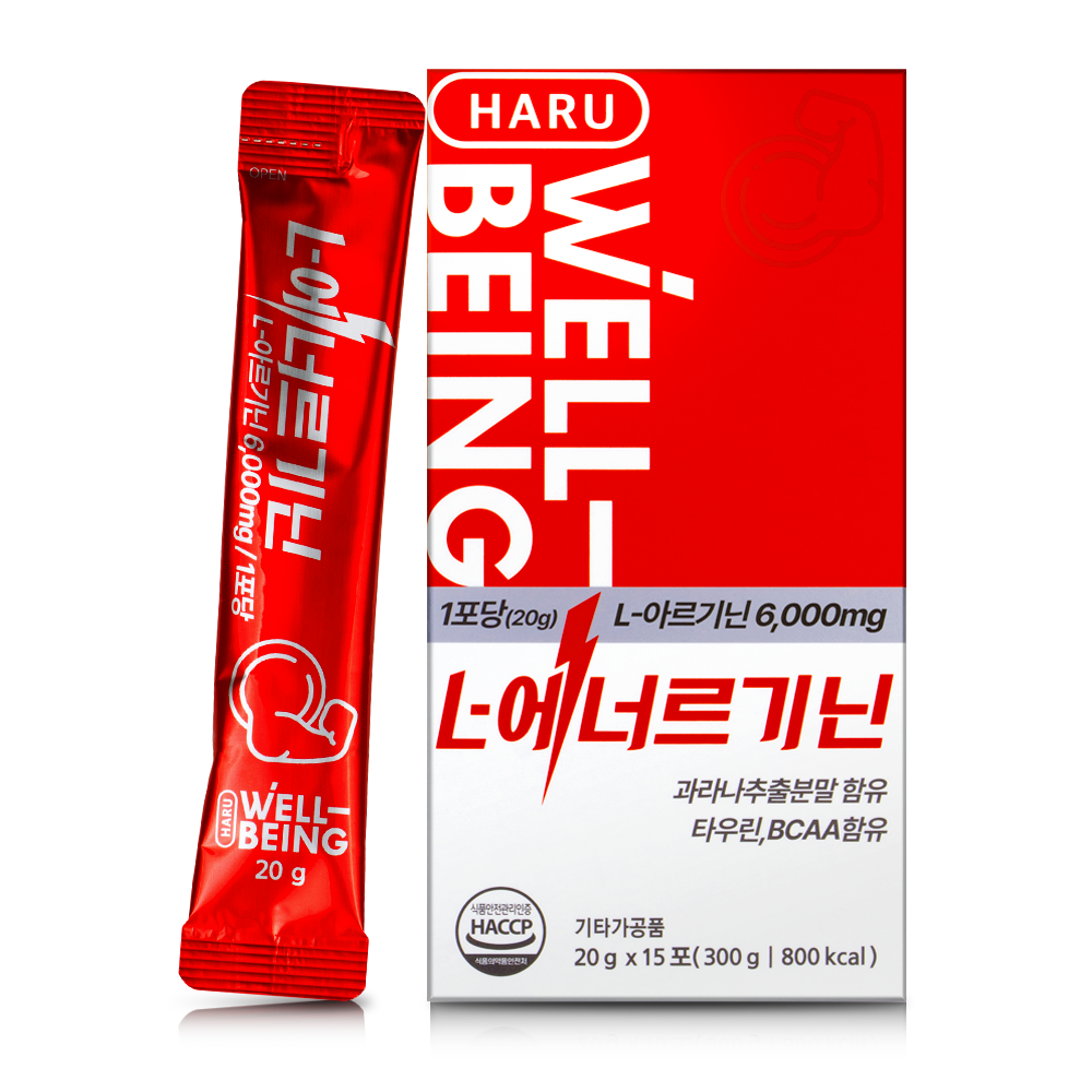 하루웰빙 L-에너르기닌 L-아르기닌 6,000mg 고함량 아르기닌 15포, 1개 - 상품 이미지