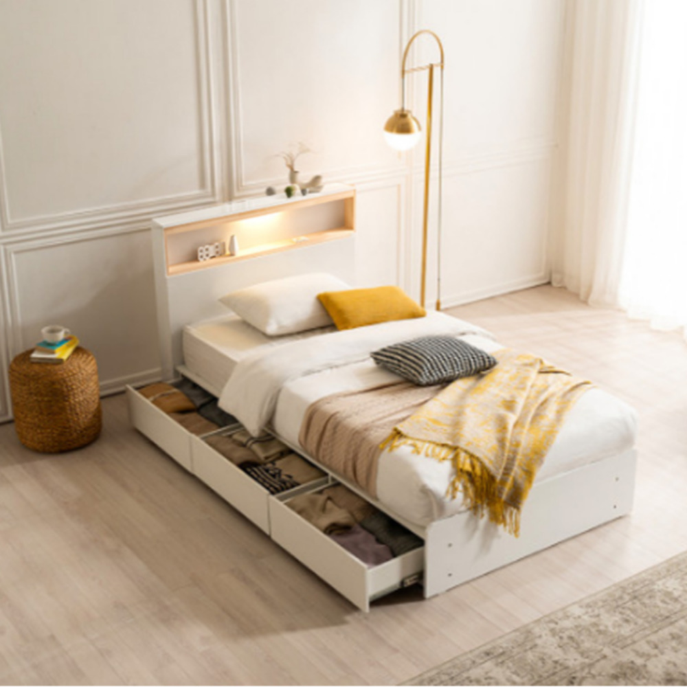 노아 슈퍼싱글 편백침대프레임 중학생침대 서랍형침대 화이트