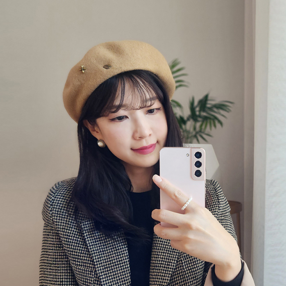 여자 겨울 베레모 울 100% 여성 화가모자 빵모자 - 상세 이미지 4