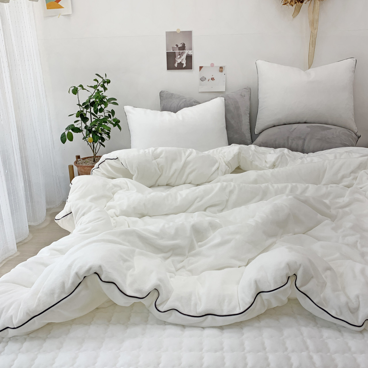 파이핑 마이크로 초극세사 호텔식 침구 겨울 차렵 이불 S/SS