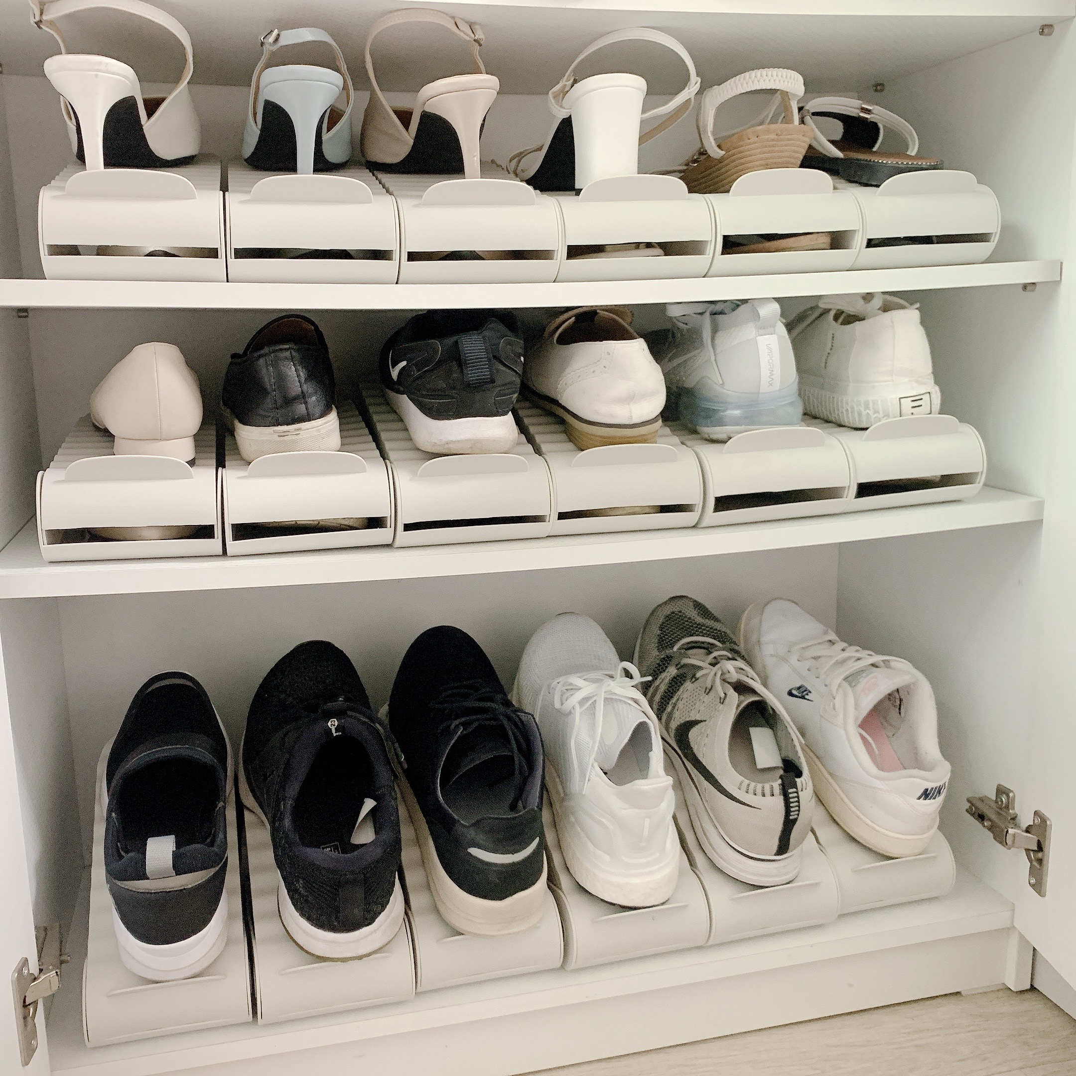 살림공간 현관신발정리대 슈즈렉 미니 슬림 간이 장 좁은 4단조절