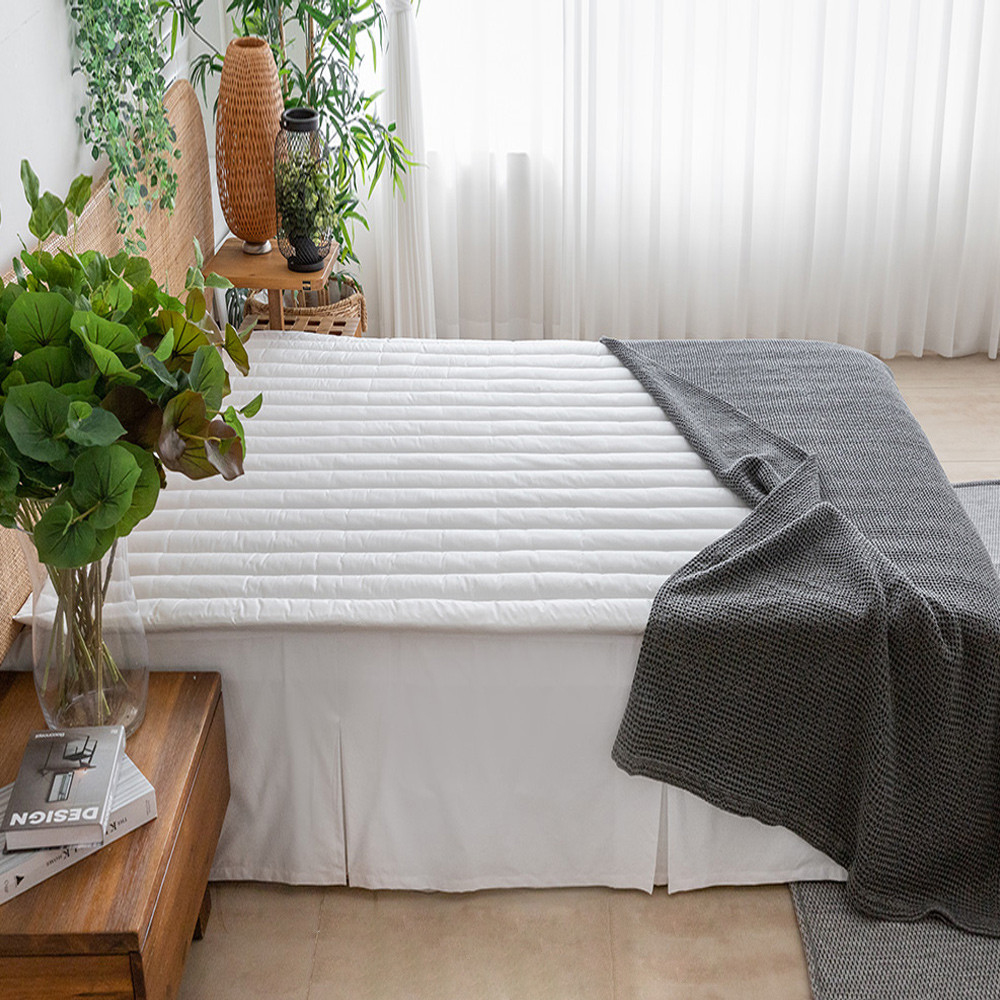 120수 1000T 프리미엄 손누빔 양면패드 세로줄/격자 누빔 화이트