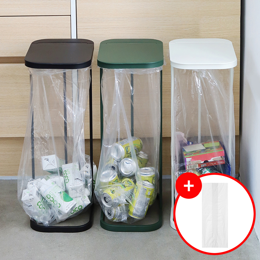 레트로 가비지백 스탠드 재활용 분리수거함 쓰레기봉투 거치대 2P/3P세트+전용 봉투