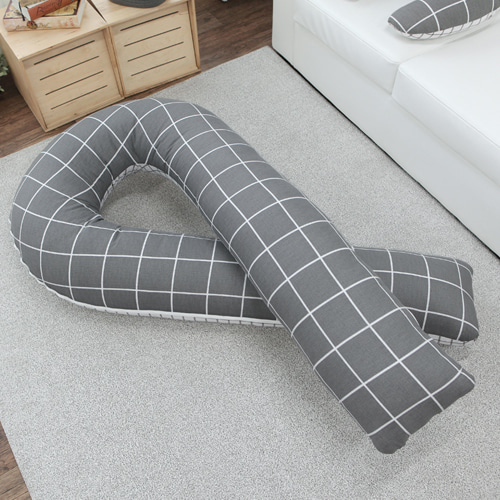 임산부 쿠션 바디필로우 U자 대형 스트라이프 그레이