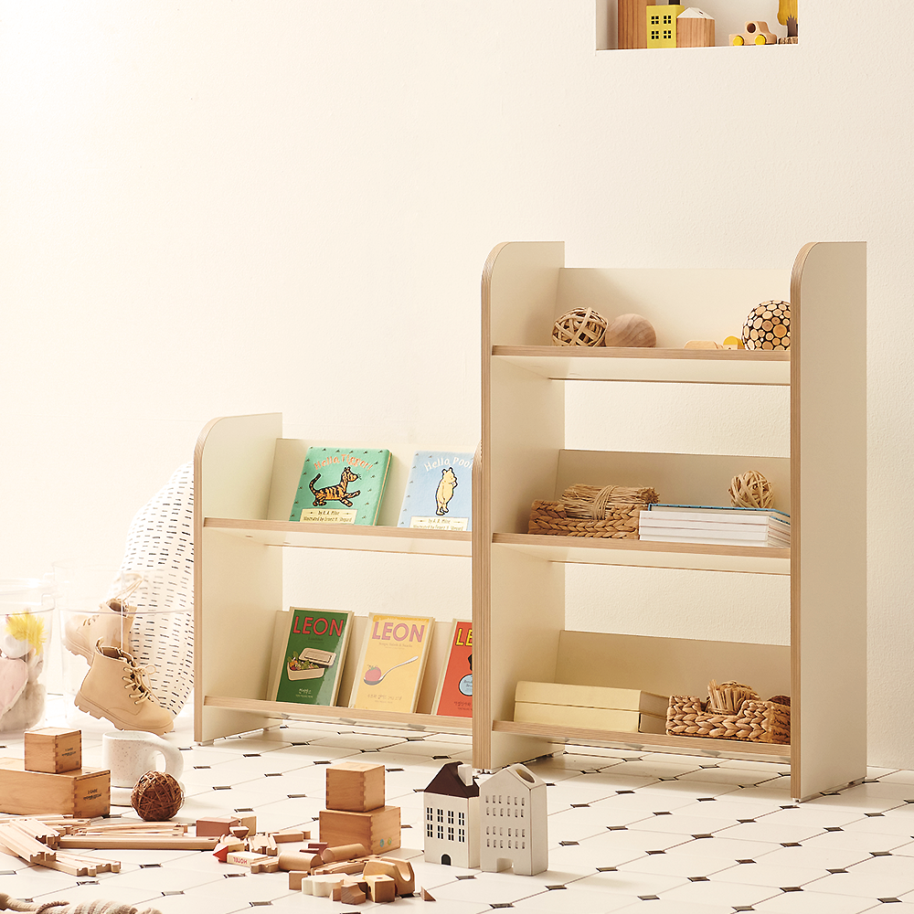 2단 책장 멜로우 전면 책장 교구장 아기 어린이 600x260x580mm, 2단, 아이보리
