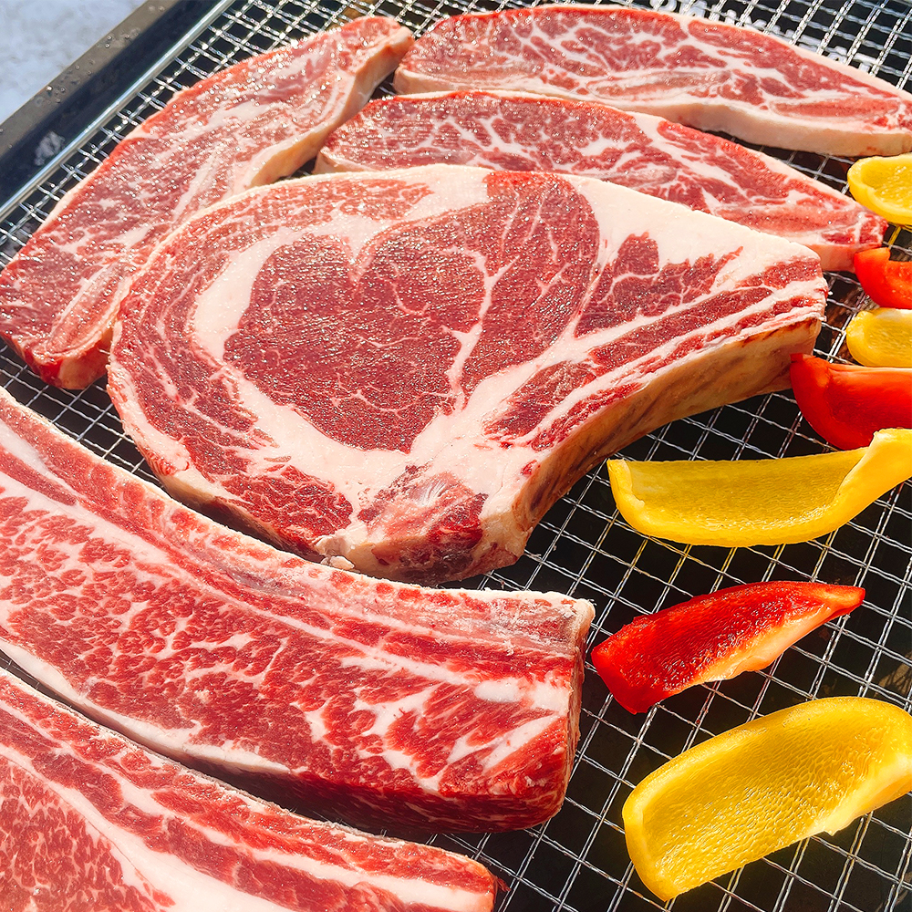 바라던 토마호크 우대갈비 LA갈비 꽃갈비 소갈비 캠핑 음식 소고기 스테이크 바베큐