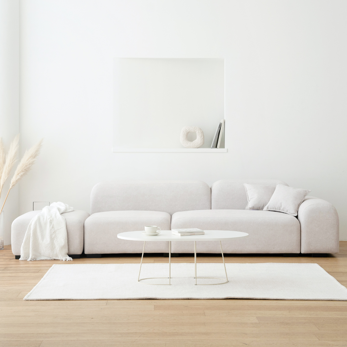 데일리리빙 루나 조야 패브릭 모듈 소파 스툴미포함, 크림아이보리, 4인용