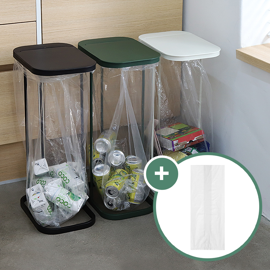 레트로 가비지백 스탠드 재활용 분리수거함 쓰레기봉투 거치대 3P세트+비닐봉투 30매