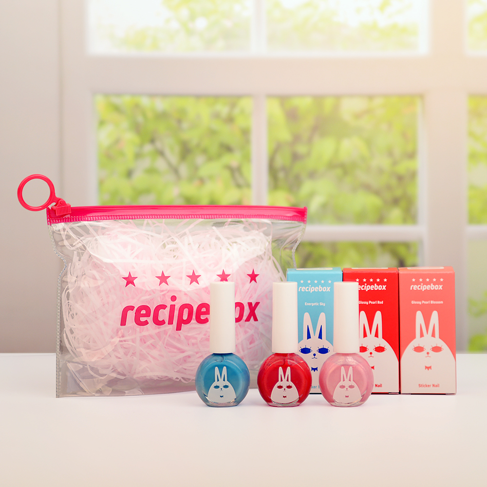 레시피박스 유아 어린이 매니큐어 3종 세트 여아 생일 선물 키즈 네일 아기 메니큐어