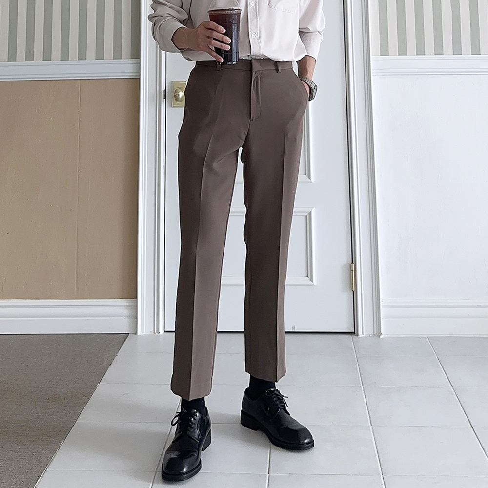 남자 슬랙스 9부 10부 바지 링클프리 정장 슬랙스 - 상세 이미지 3