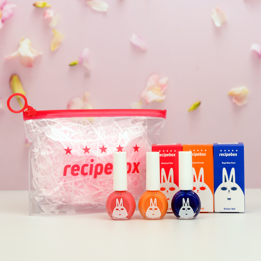 레시피박스 유아 어린이 매니큐어 3종 세트 여아 생일 선물 키즈 네일 아기 메니큐어